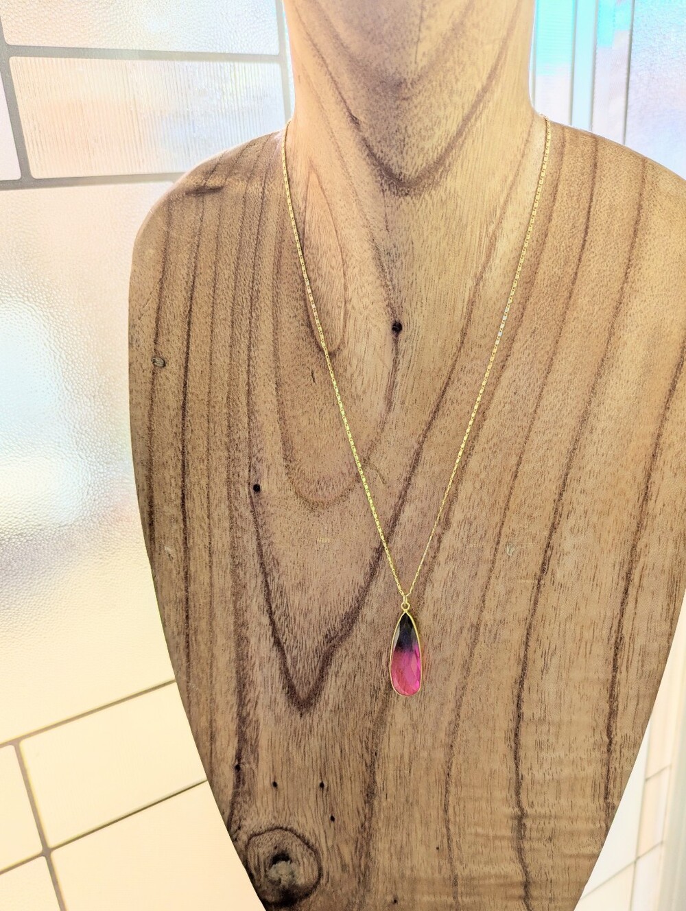 Artisan Made Watermelon Stone Necklace - Picture 7 of 16